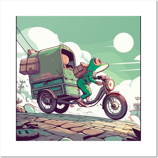 Frog on cargo bike Wall Art by TomFrontierArt